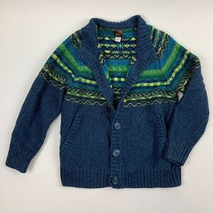 Tea Kids Boys Cardigan Long Sleeve Button Up Blue Small